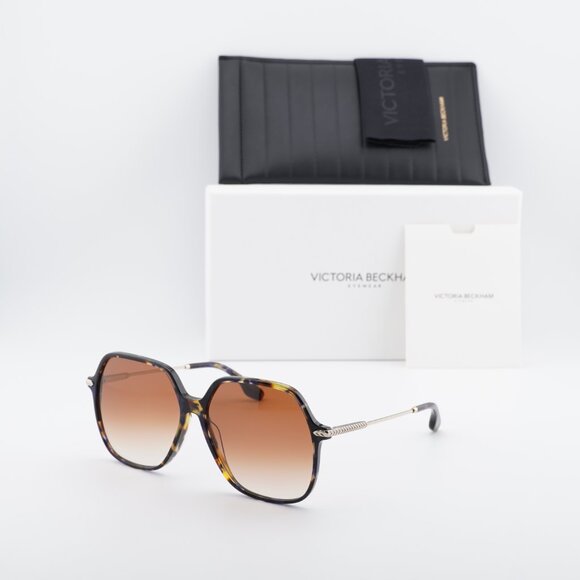 Victoria Beckham VB631S 418 Square Sunglasses – Havana Blue/Brown main image 10